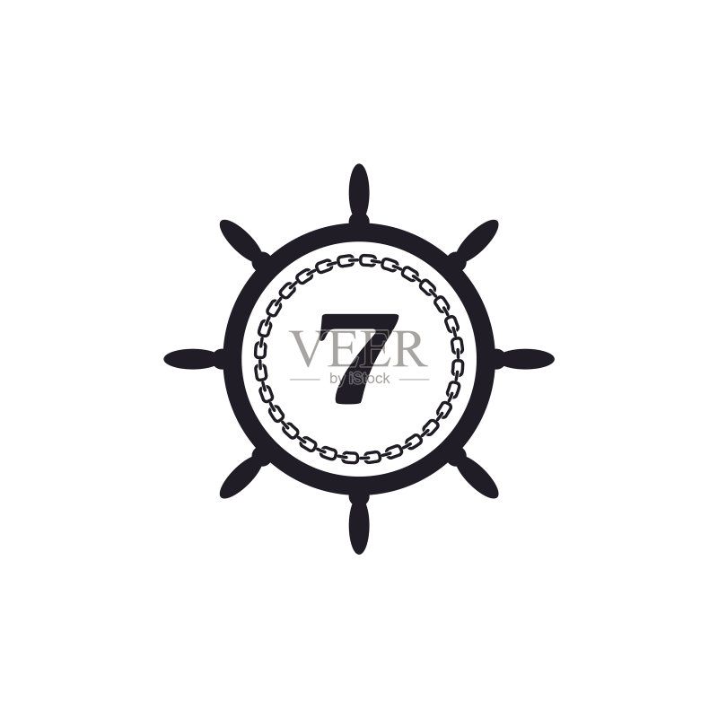 船舵方向盘内的7号数字图标素材