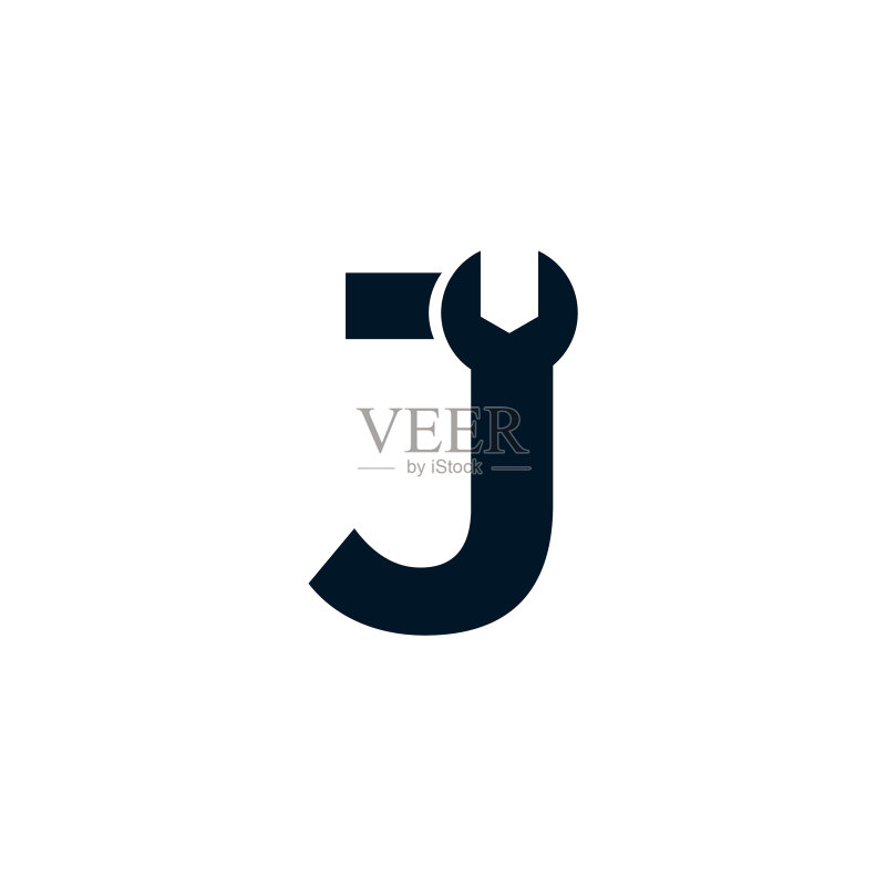 字母J扳手Logo设计灵感图标素材