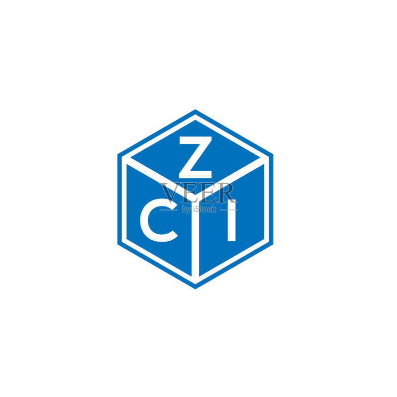 白色背景上的ZCI字母标志设计图标素材