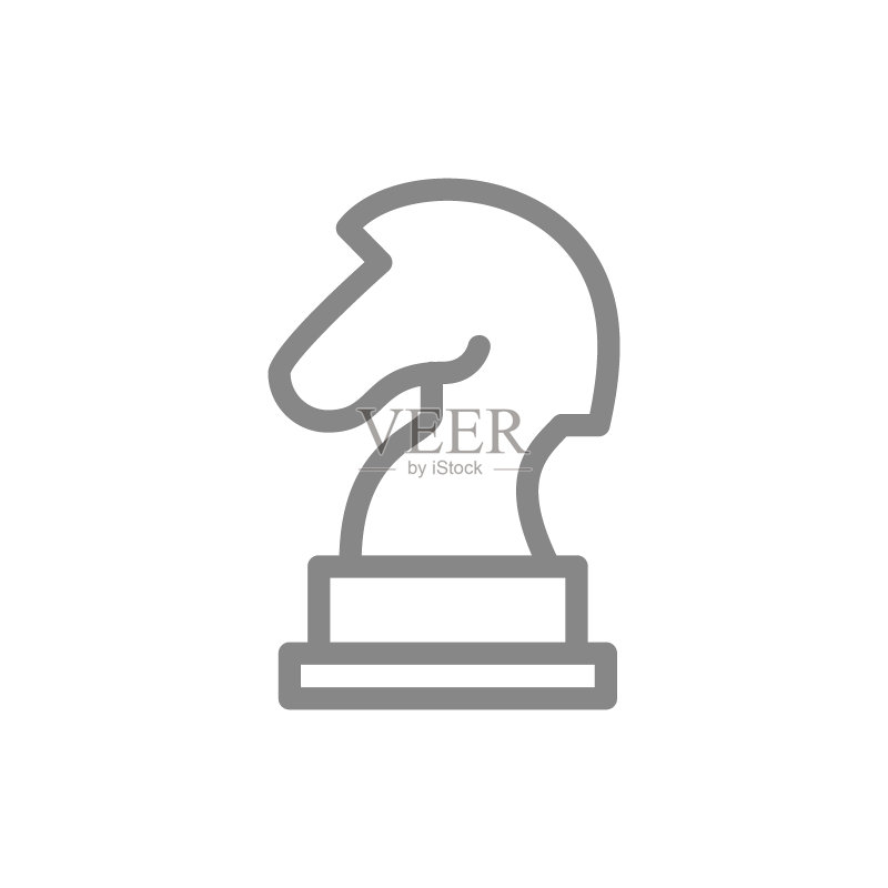 国际象棋棋子线性图标:棋盘游戏符号图标素材