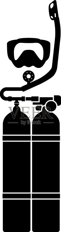 潜水面罩和呼吸管套装图标素材