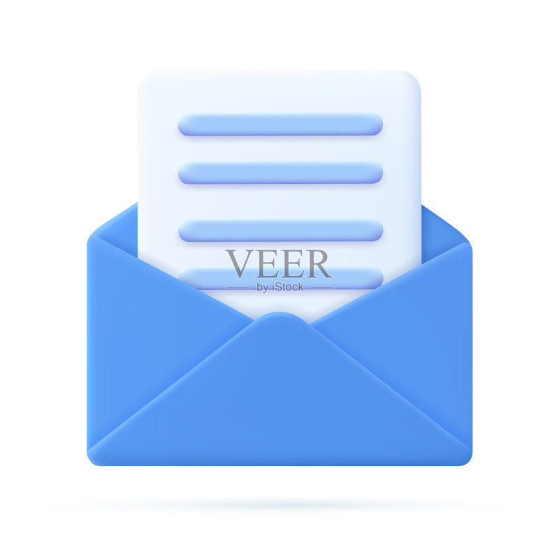 带有纸质文档的信封图标图标素材