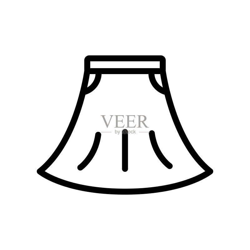 裙子图标,适用于服装图标,线条风格,简约设计图标素材