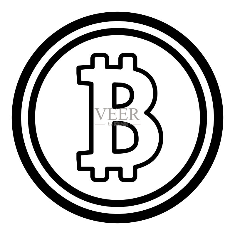 白色背景上的比特币扁平图标图标素材