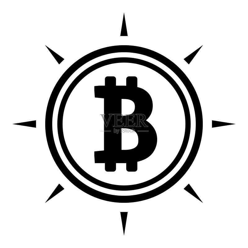 白色背景上的比特币扁平图标图标素材