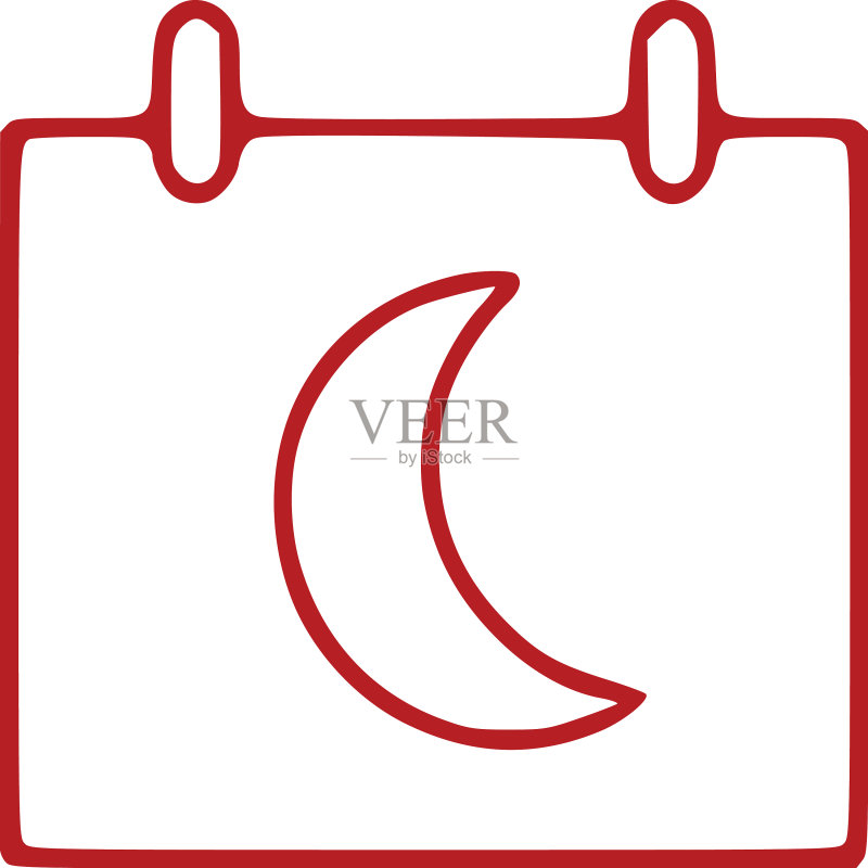 月历轮廓图标(白色背景隔离)图标素材
