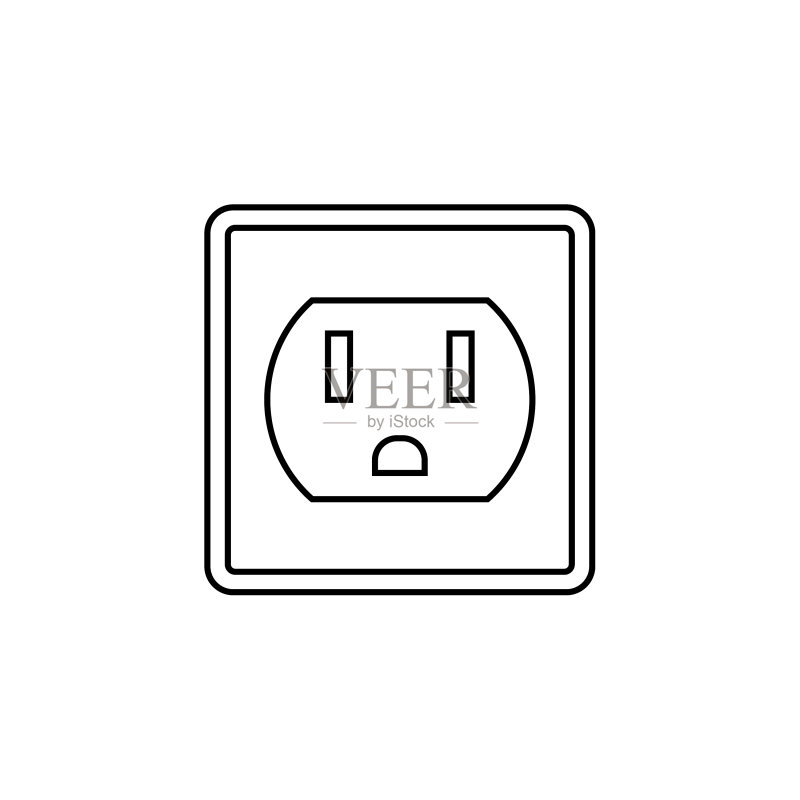 细线轮廓电源插座图标图标素材