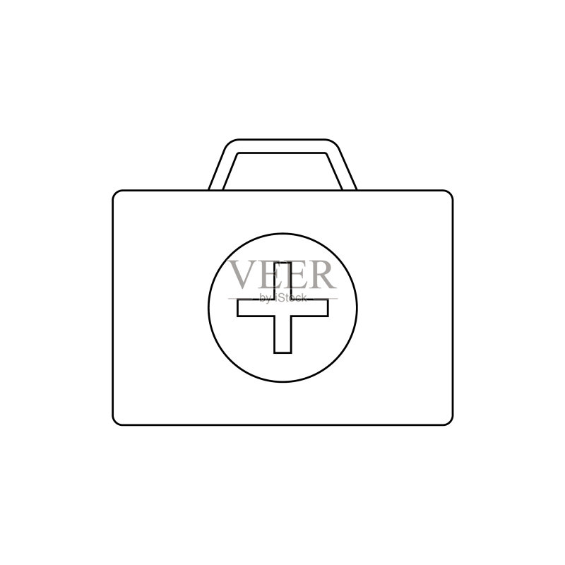 白色背景上的医疗箱线条图标图标素材