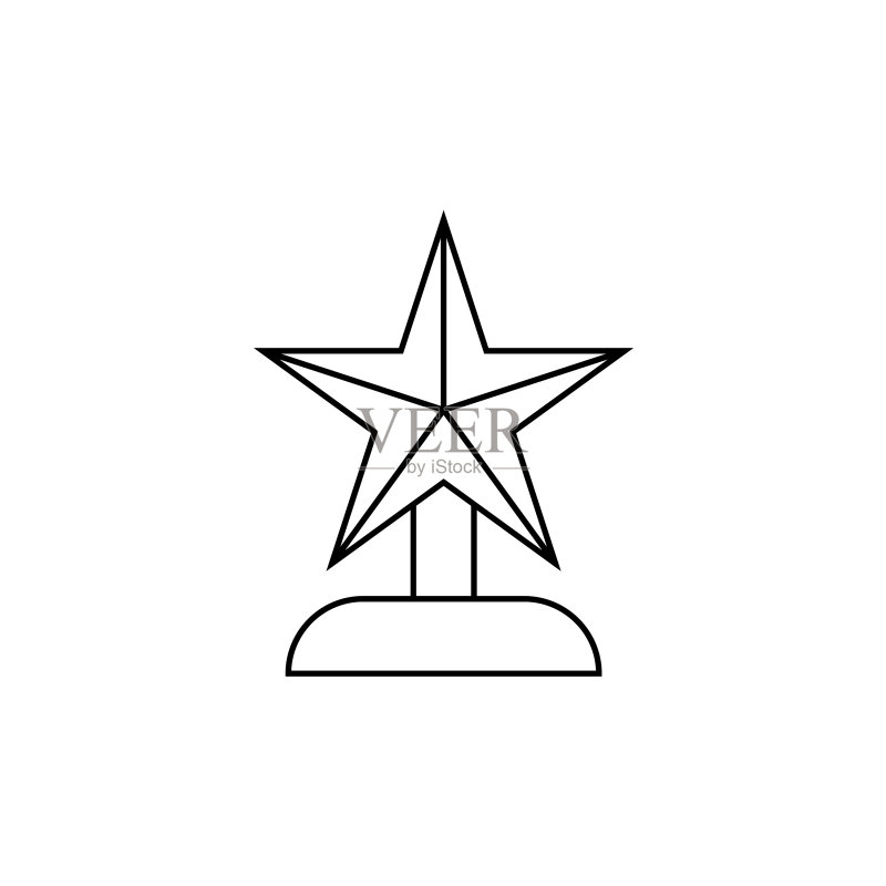 带星星的线性奖励雕像图标素材