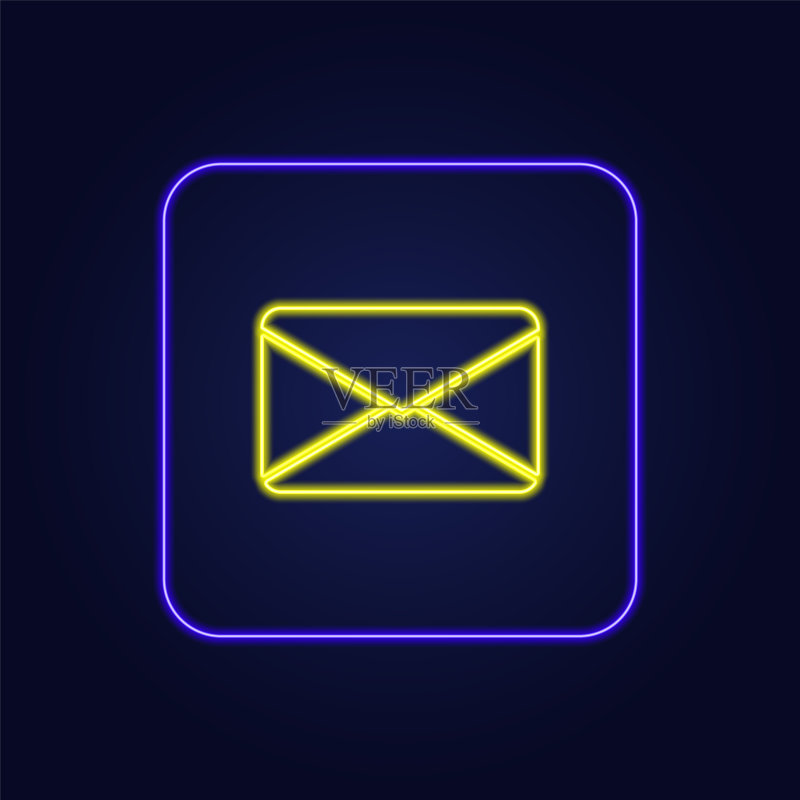 时尚彩色霓虹信封图标图标素材