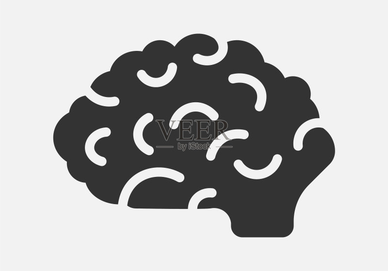 白色背景上的大脑图标图标素材
