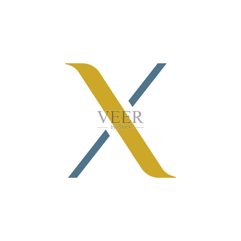 优雅金色X字母logo设计,白色背景图标素材