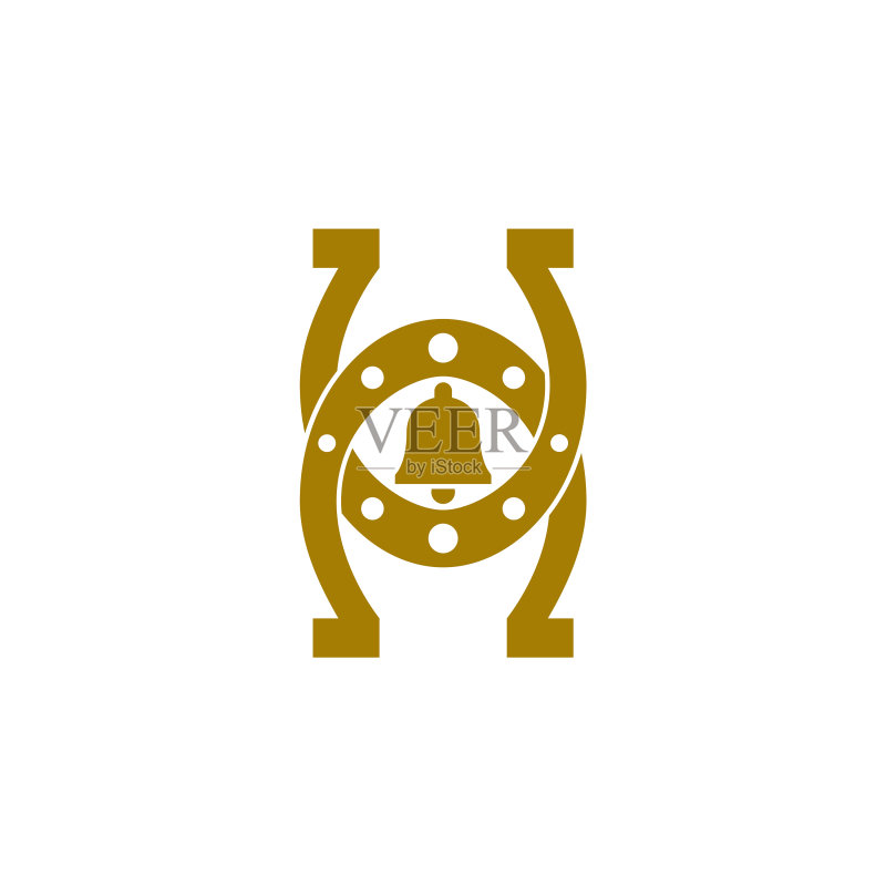 白色背景上隔离的金色马蹄铁标志图标素材