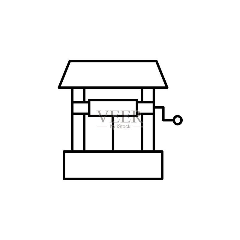 白色背景上的水井线性图标图标素材