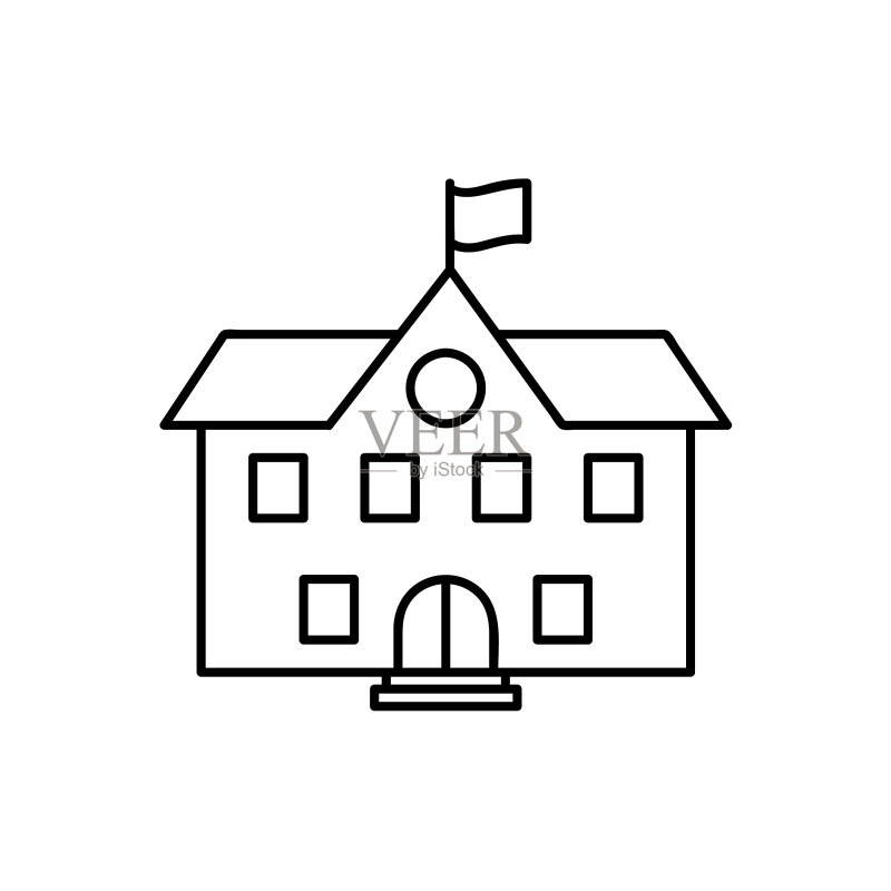 高中建筑轮廓图标符号图标素材