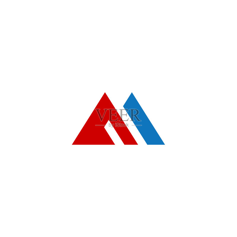 三角形M形线条Logo图标素材