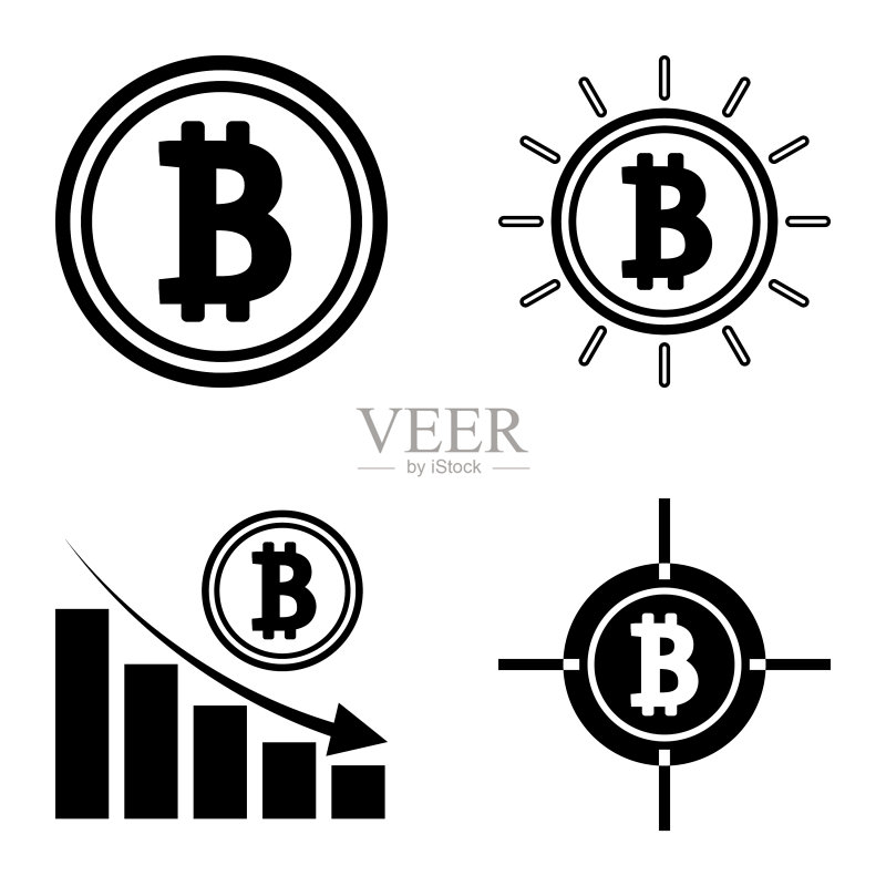 Bitcoins1-2平面图标设置在白色隔离图标素材