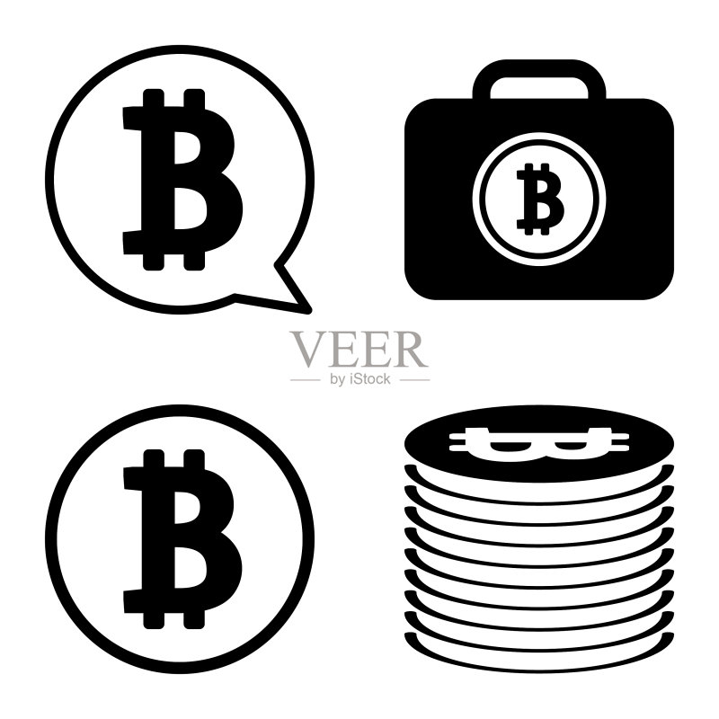 Bitcoins1-2平面图标设置在白色隔离图标素材