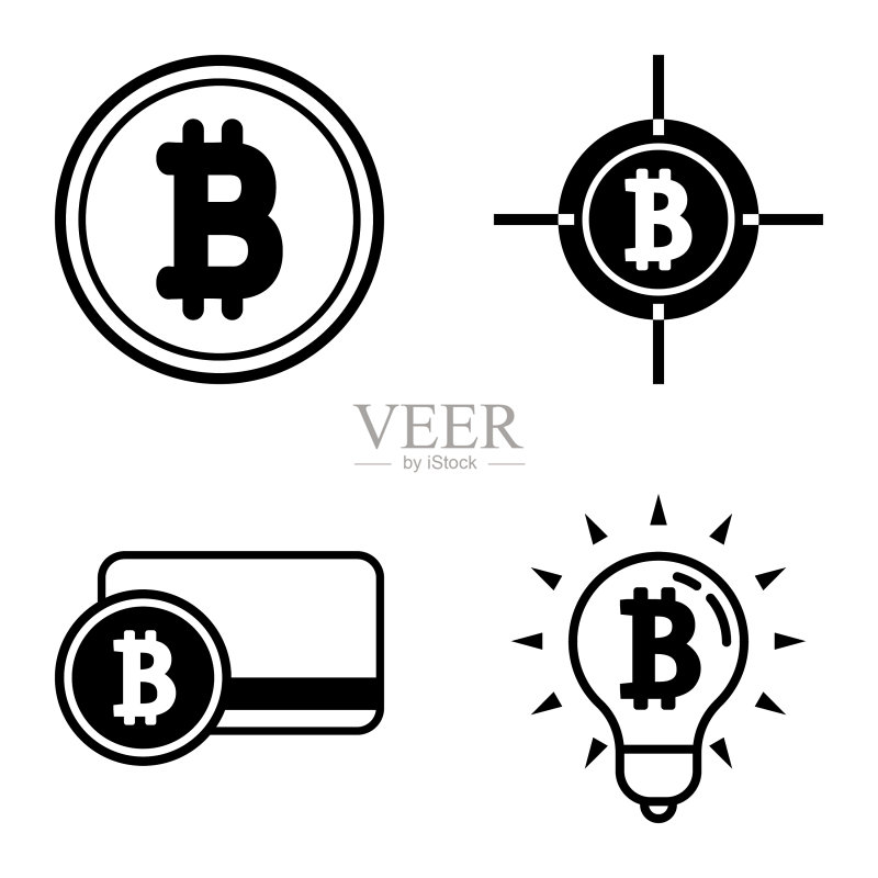 Bitcoins1-2平面图标设置在白色隔离图标素材