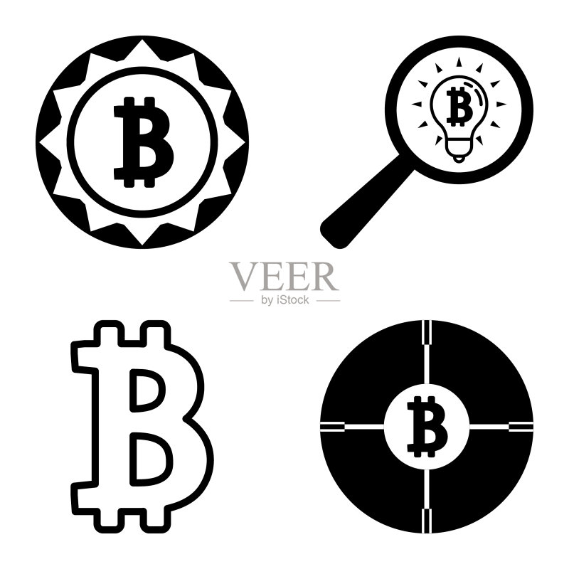 Bitcoins1-2平面图标设置在白色隔离图标素材