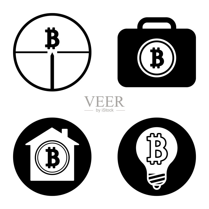 Bitcoins1-2平面图标设置在白色隔离图标素材