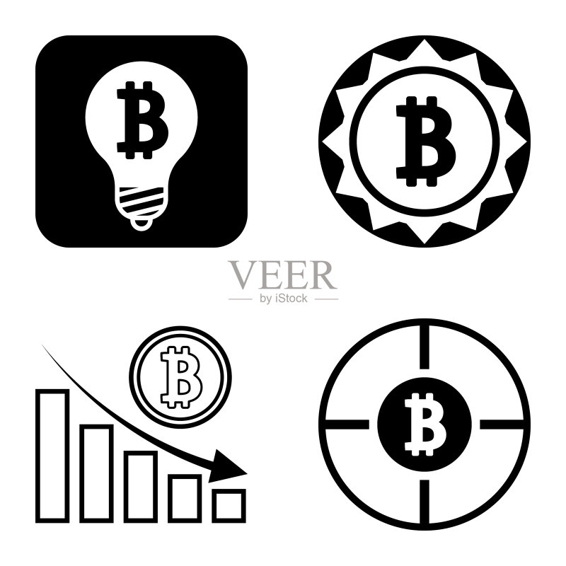 Bitcoins1-2平面图标设置在白色隔离图标素材