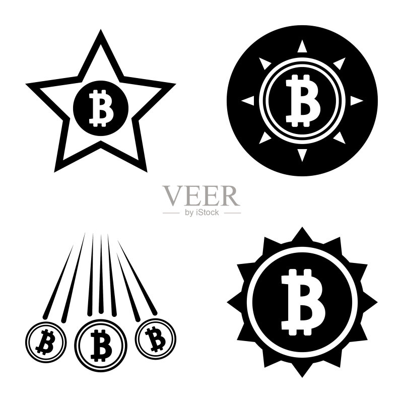 Bitcoins1-2平面图标设置在白色隔离图标素材