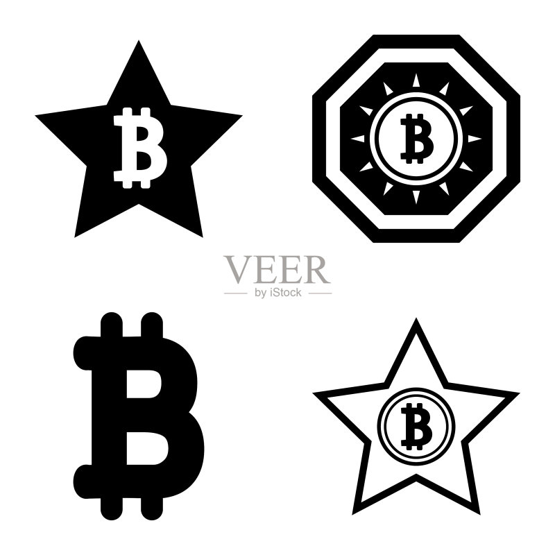 Bitcoins1-2平面图标设置在白色隔离图标素材