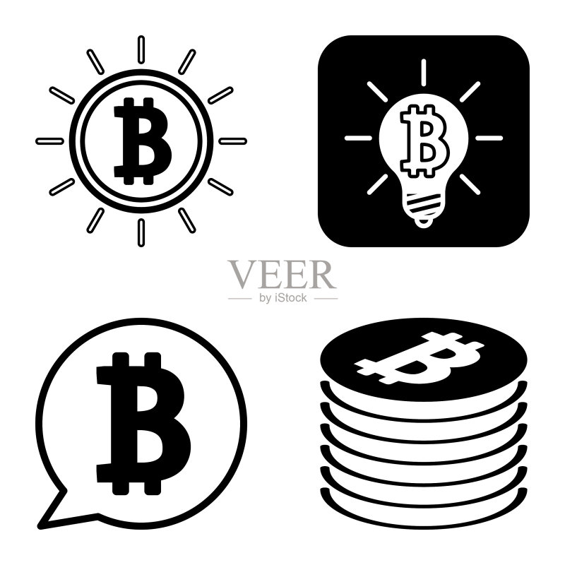 Bitcoins1-2平面图标设置在白色隔离图标素材