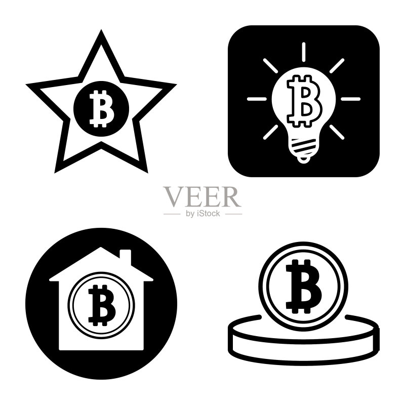 Bitcoins1-2平面图标设置在白色隔离图标素材
