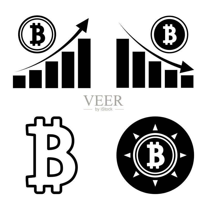 Bitcoins1-2平面图标设置在白色隔离图标素材