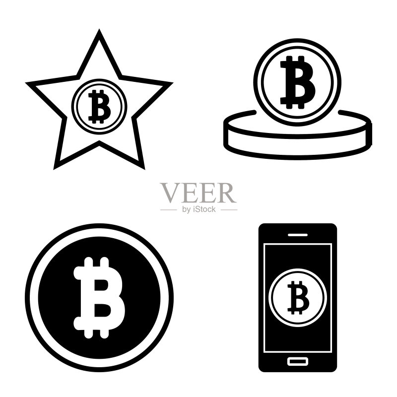 Bitcoins1-2平面图标设置在白色隔离图标素材