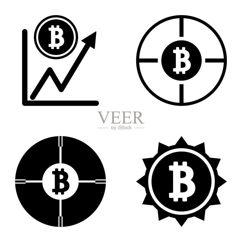 Bitcoins1-2平面图标设置在白色隔离图标素材