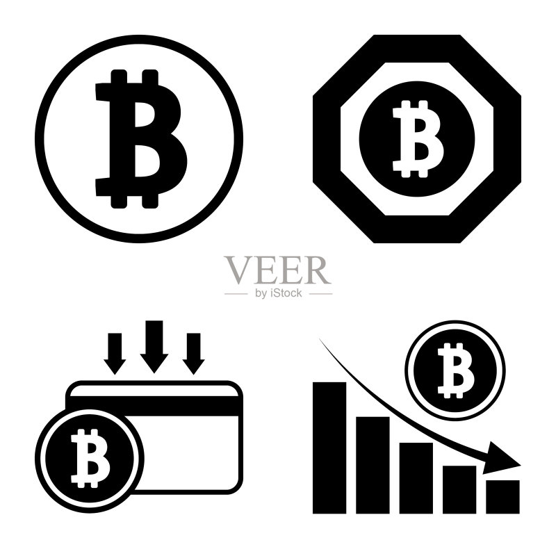 Bitcoins1-2平面图标设置在白色隔离图标素材