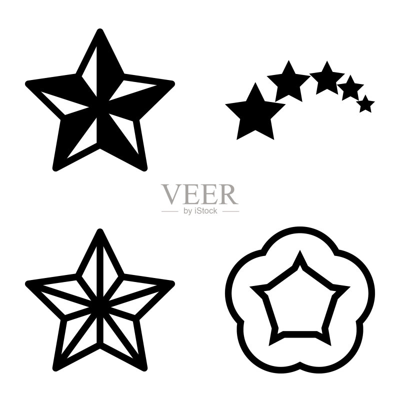 星星平面图标设置孤立在白色背景图标素材