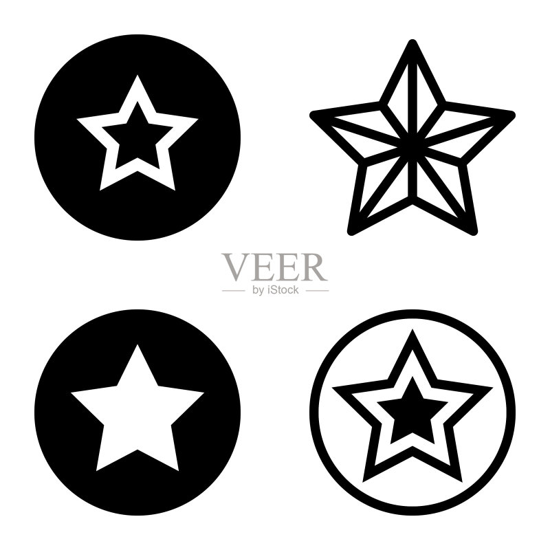 星星平面图标设置孤立在白色背景图标素材