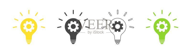 灯泡中的设置图标矢量图图标素材