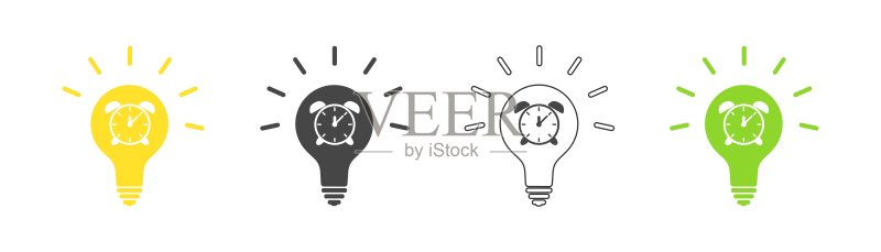 灯泡中的闹钟图标矢量图图标素材