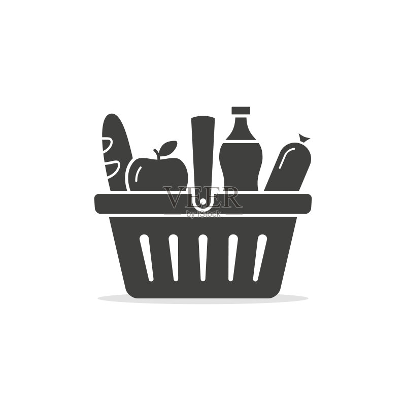 装满食物的篮子图标图标素材