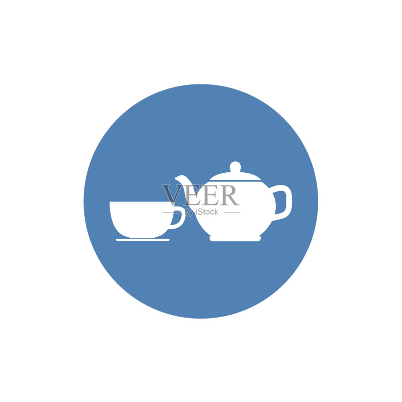 茶壶和杯子图标茶具扁平风格图标素材