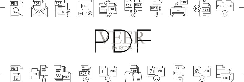 PDF电子文件收藏图标集图标素材