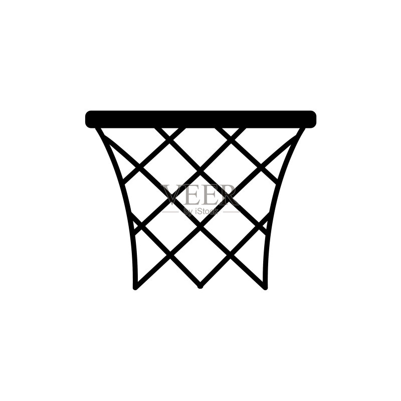 白色背景上的篮球框剪影Logo图标素材