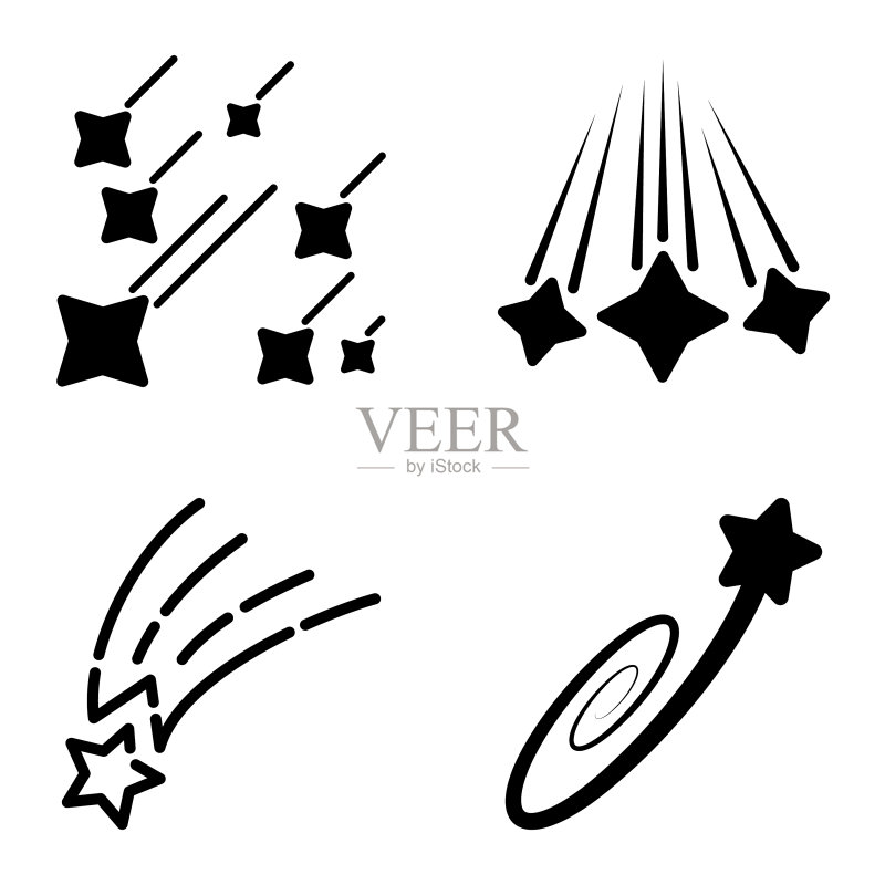 白色背景上的星空扁平图标图标素材