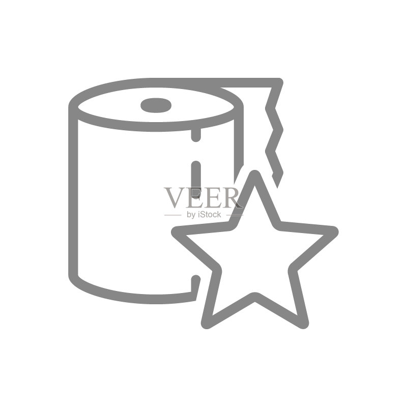 纸巾和星星线性图标:餐巾纸,优质纸张,客户满意度符号图标素材