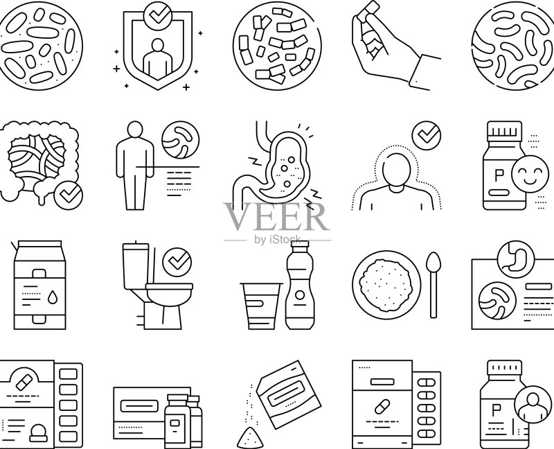 益生菌细菌集合图标集图标素材