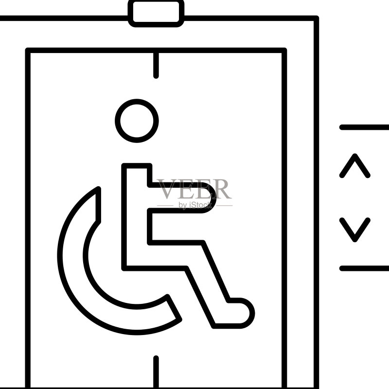 残疾人电梯线性图标图标素材