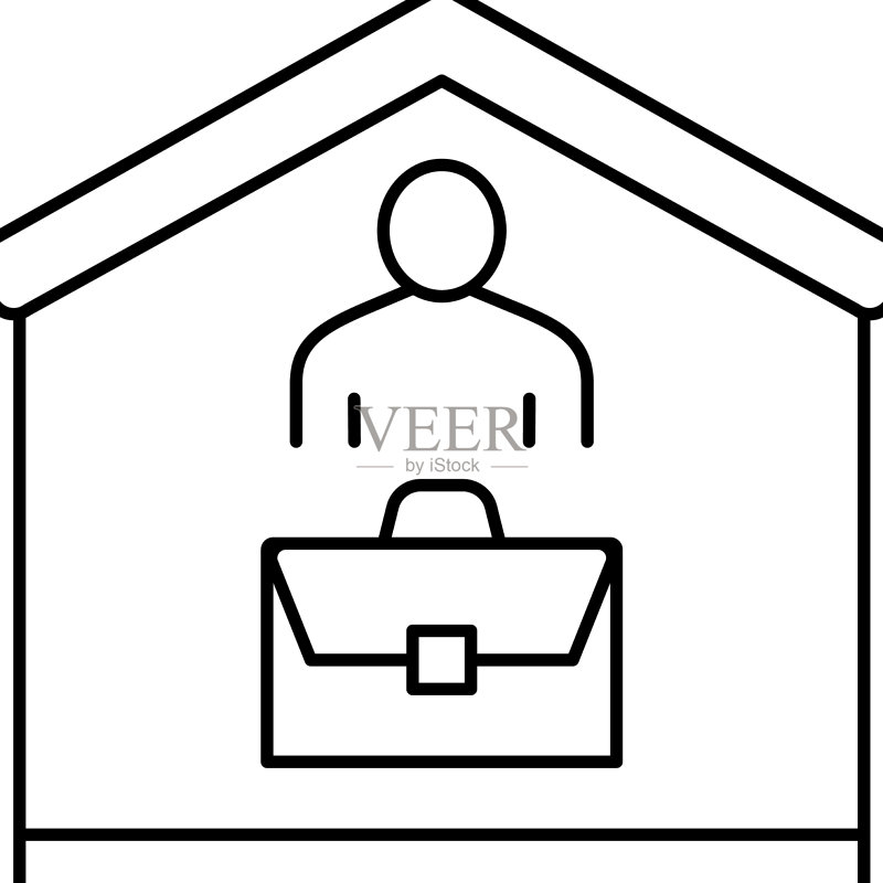 远程工作线性图标图标素材