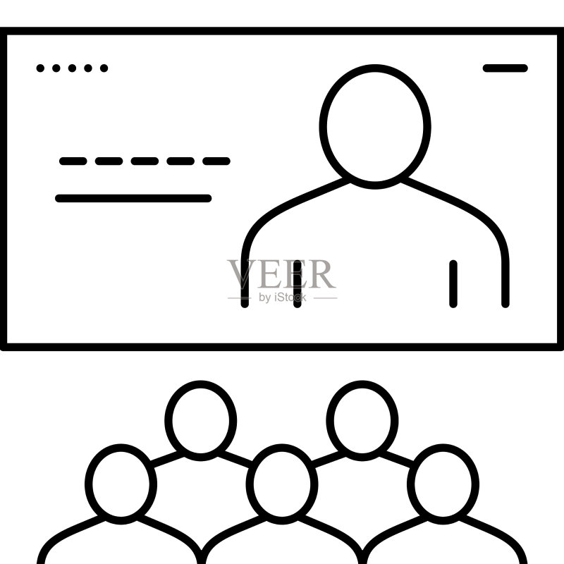 在线教学群组线性图标图标素材