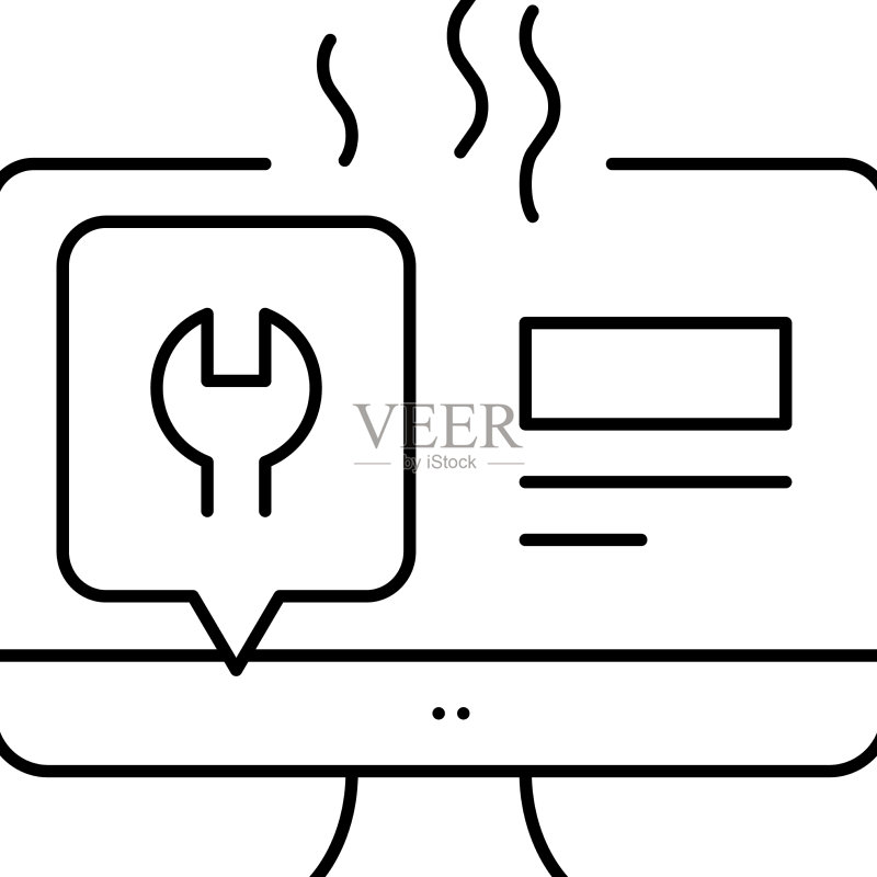 电脑显示器维修线稿图标图标素材
