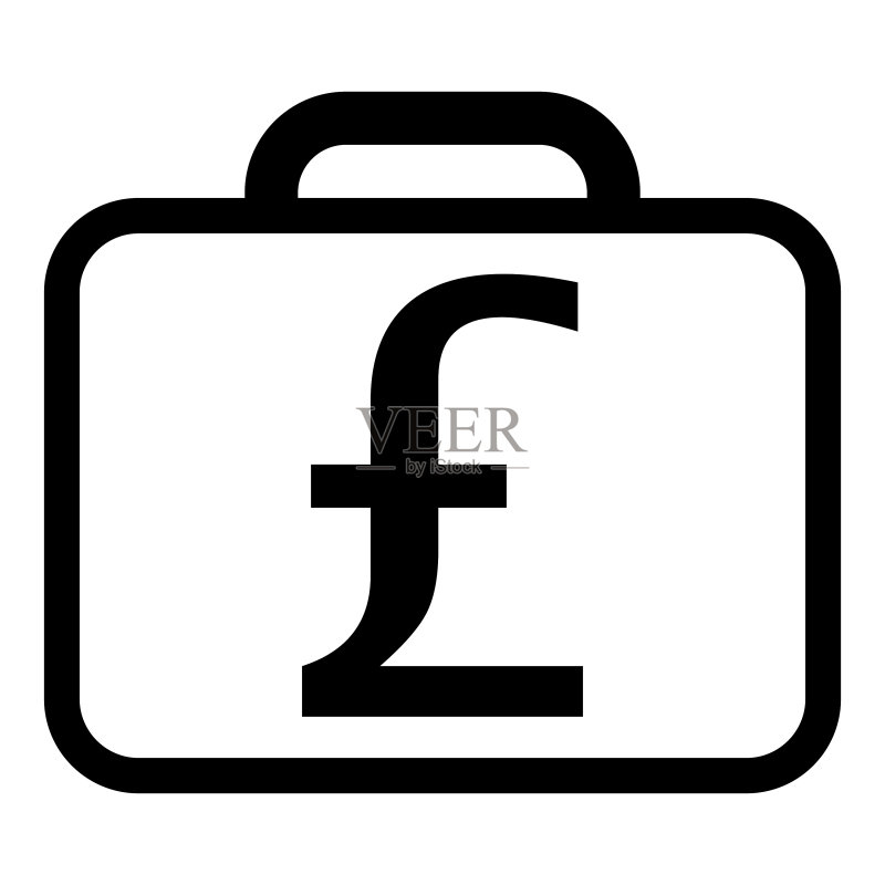 英镑符号扁平图标,白色背景图标素材